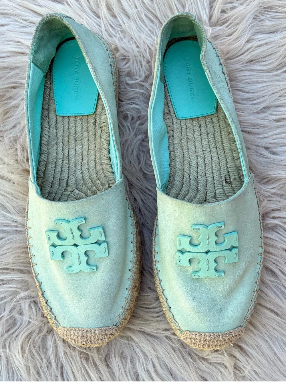 Tory Burch Inez Platform Teal Espadrilles Sz 10